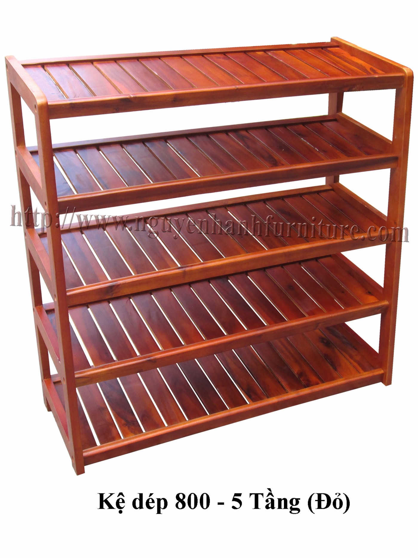Name product: Shoeshelf 5 Floors 80 with sparse blades (Red) - Dimensions: 80 x 30 x 82 (H) - Description: Wood natural rubber